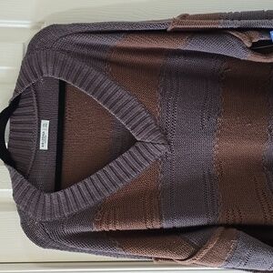 ARIZONA JEAN CO WOMENS JUNIOR PULLOVER V-NECK GRAY & BROWN SWEATER SIZE XXL